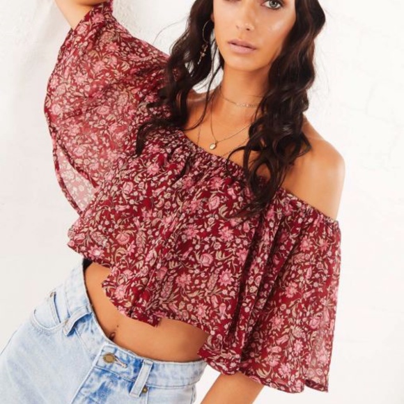 Amuse Society Tops - Lets Flounce Top Red
